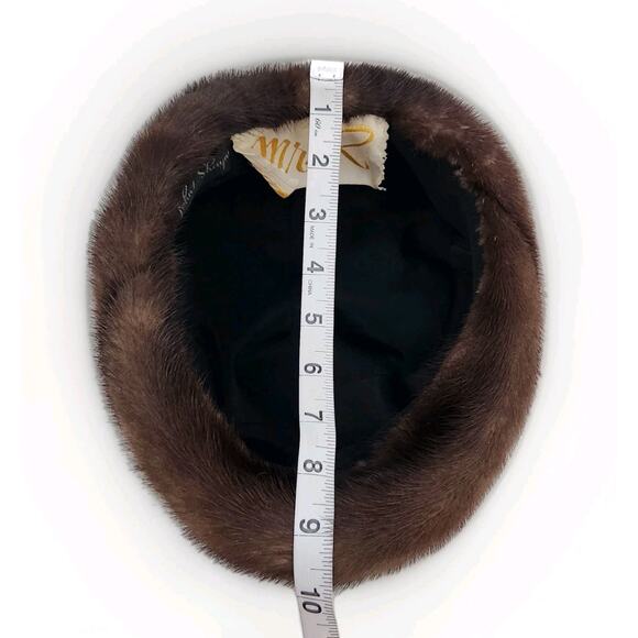 John T Shayne Chicago Mr R Vintage 50s 100% Real Mink Fur Hat w/ Box Brown XS main image 10